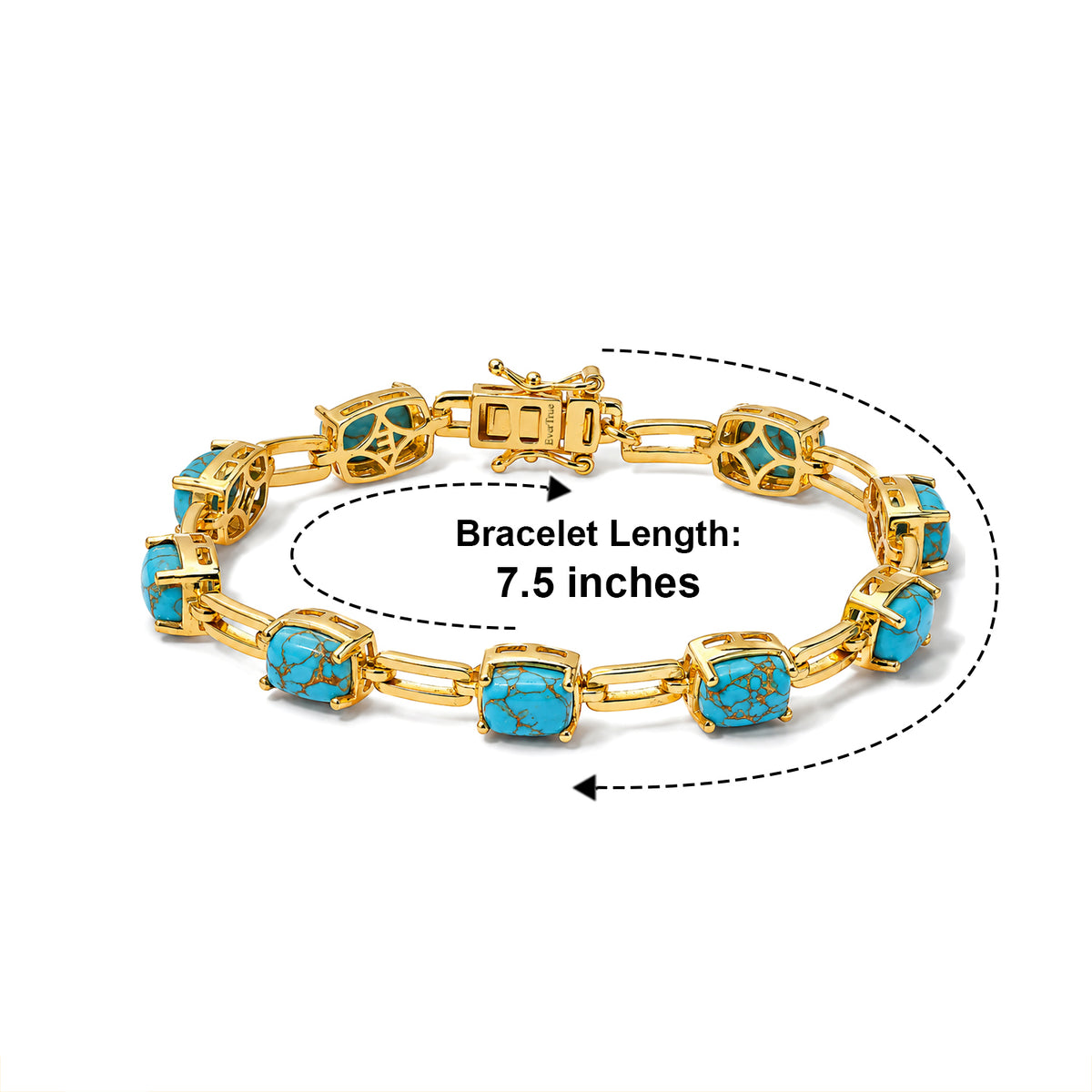 EverTrue - Blue Turquoise Bracelet (Size - 7.5) in Yellow Gold Tone 12.90 Ct. V32750695 5