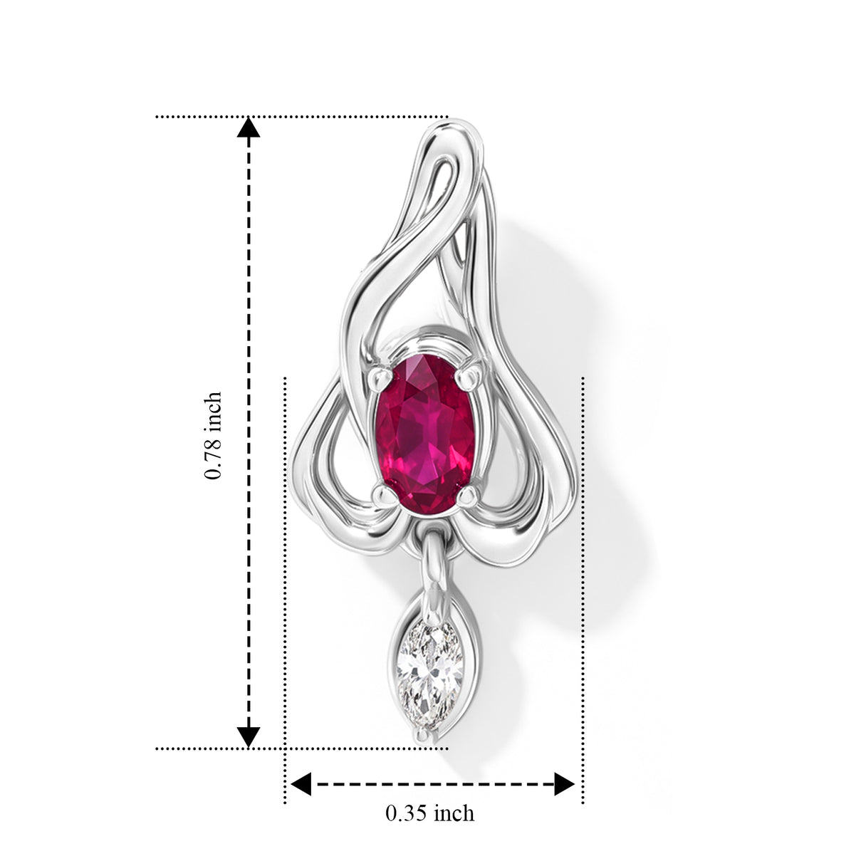 D'Joy - African Ruby &amp; Moissanite Earring with Push Post in Platinum Overlay Sterling Silver 8684103 4