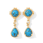 EverTrue Blue Turquoise, White Zircon Fancy Earring Pure Yellow Brass  6.134  Ct._8684115