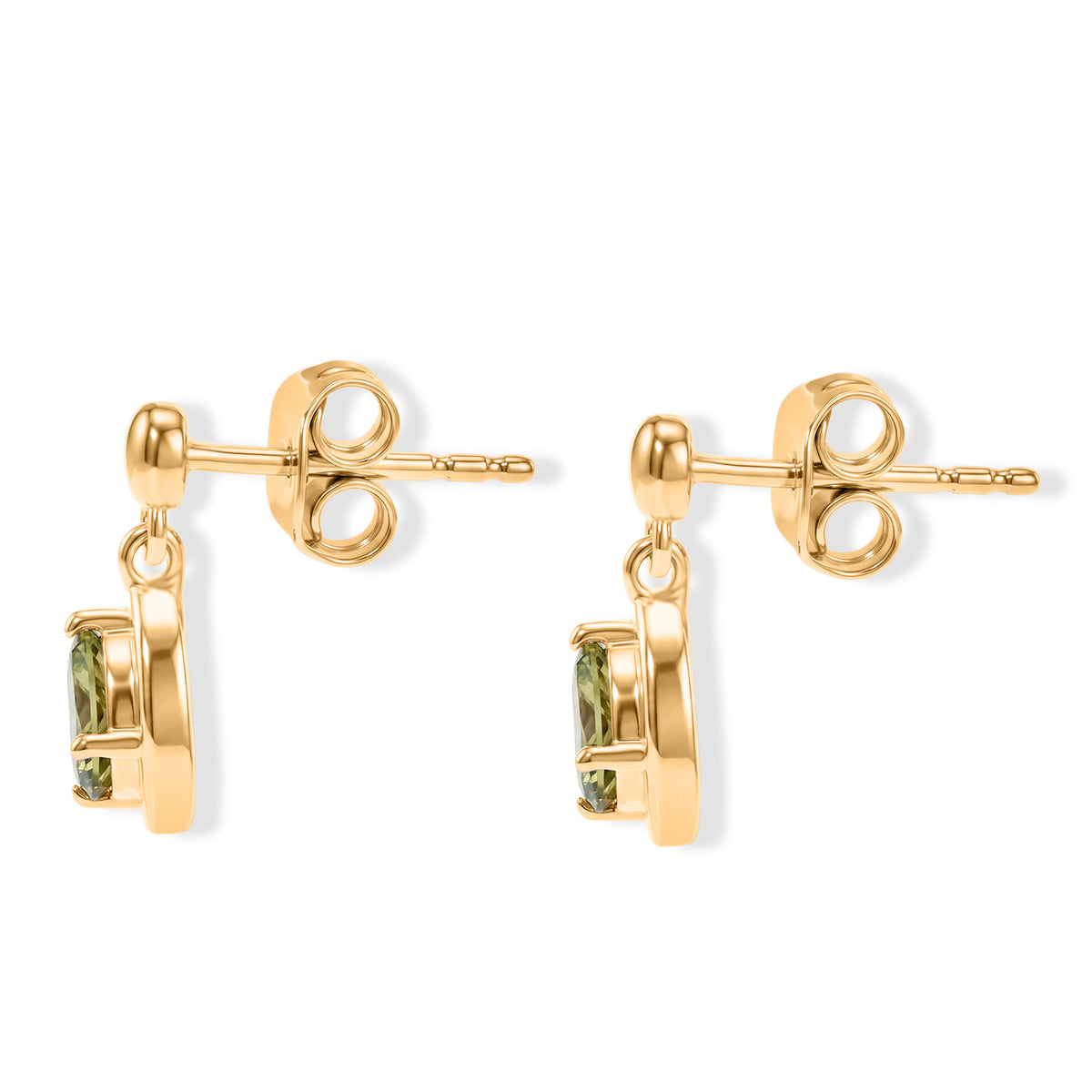 D'Joy - Natural Green Apatite Dangling Push Back Earring in Yellow Gold Plated Sterling Silver V32515327 4