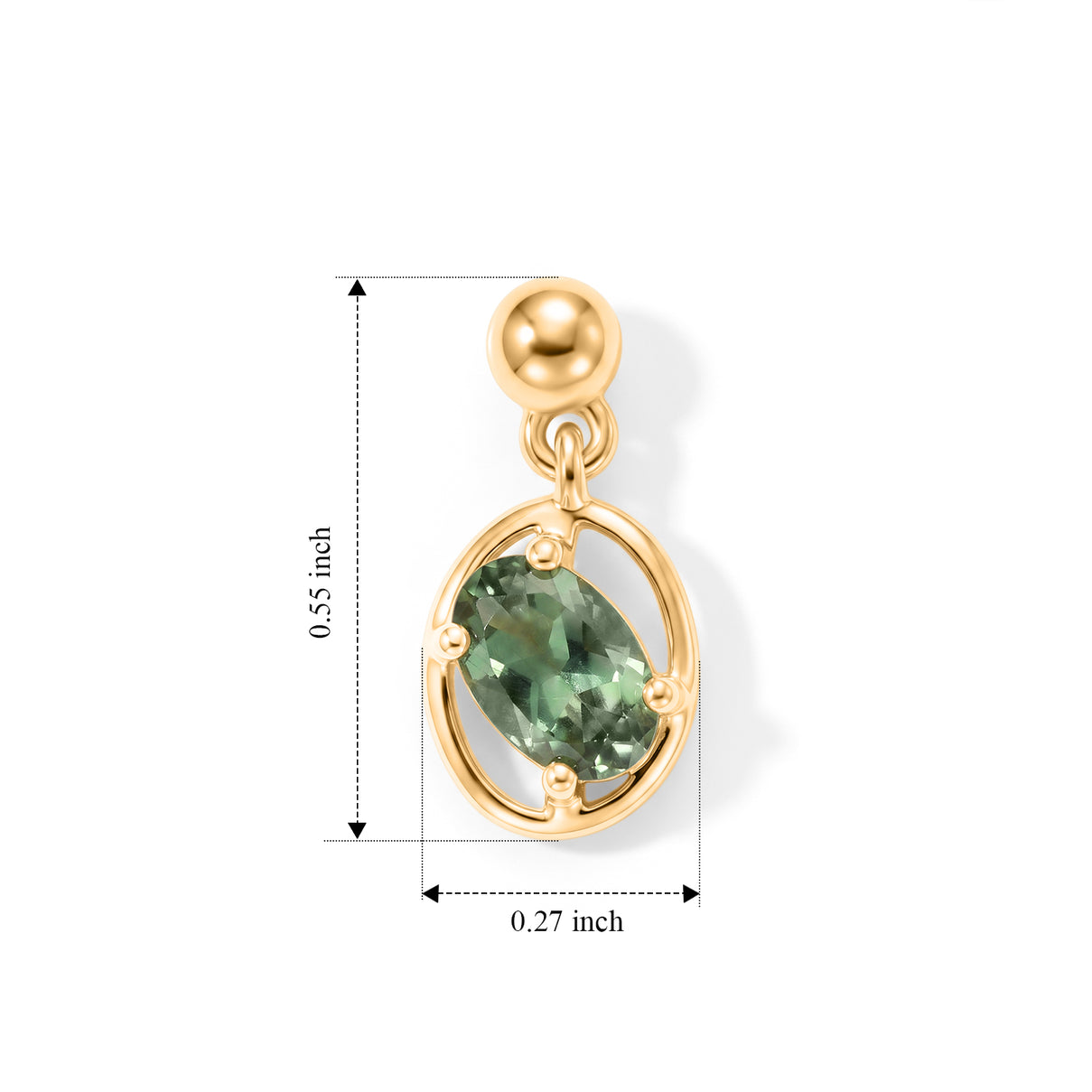 D'Joy - Natural Green Apatite Dangling Push Back Earring in Yellow Gold Plated Sterling Silver V32515327 5