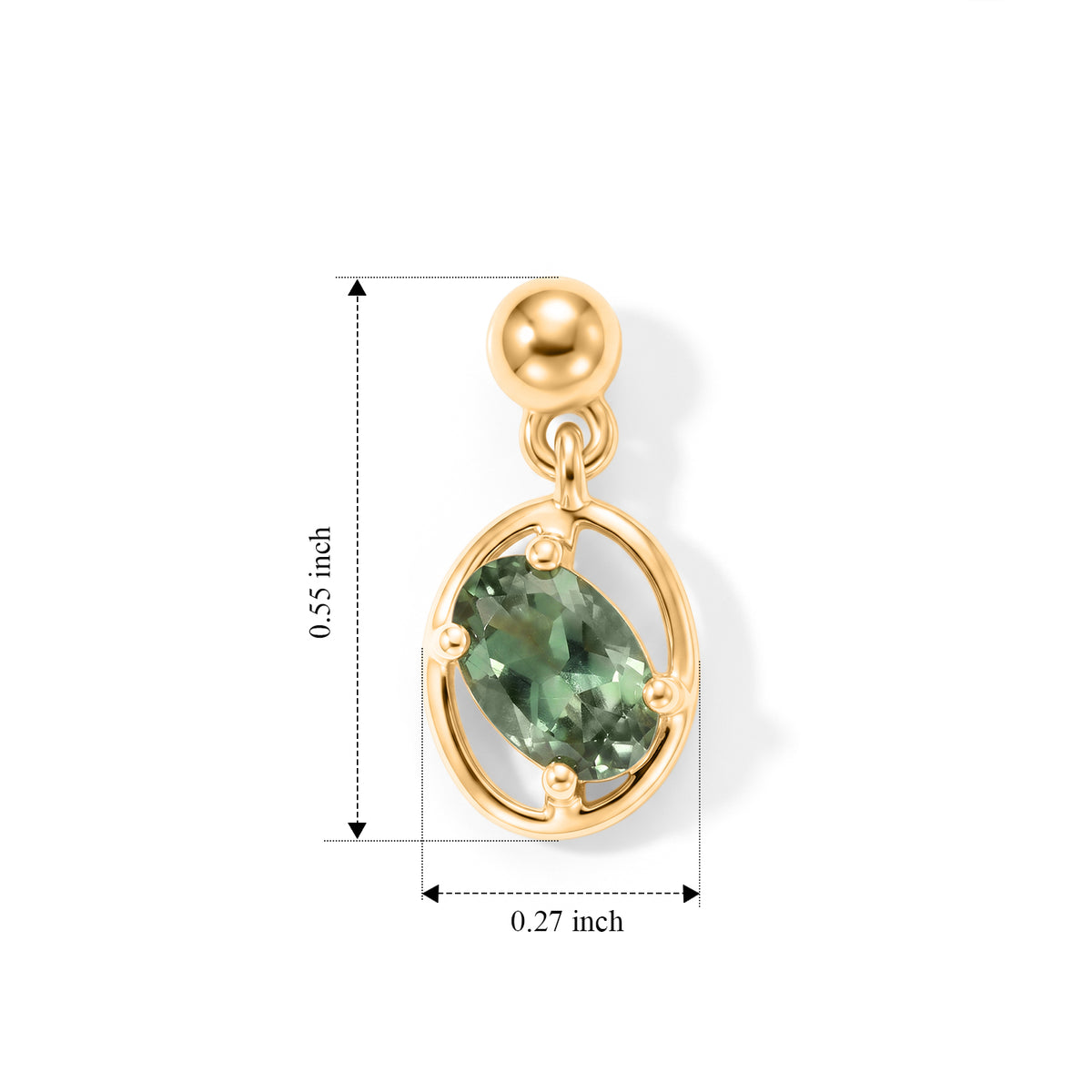 D'Joy - Natural Green Apatite Dangling Push Back Earring in Yellow Gold Plated Sterling Silver V32515327 5