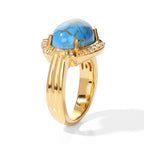 EverTrue Blue Turquoise, White Zircon Main Stone With Side Stone Ring Pure Yellow Brass  5.746  Ct._8685096_3