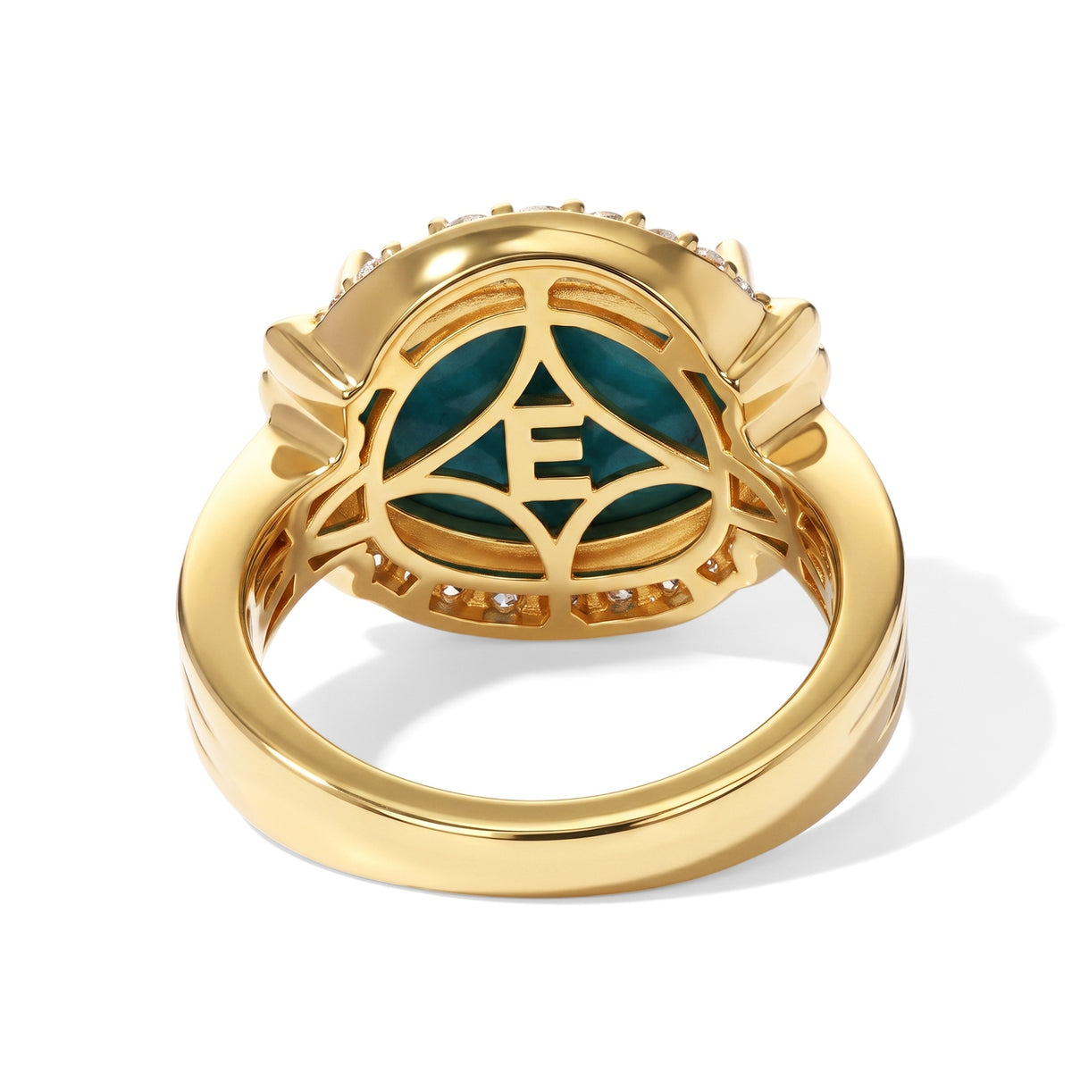 EverTrue - Mohave Blue Turquoise &amp; White Zircon Ring in Yellow Gold Tone V32605042 5