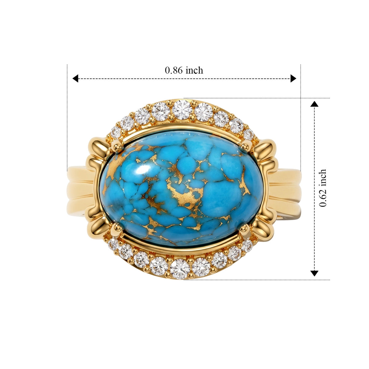 EverTrue - Mohave Blue Turquoise &amp; White Zircon Ring in Yellow Gold Tone V32605042 6