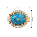 EverTrue Blue Turquoise, White Zircon Main Stone With Side Stone Ring Pure Yellow Brass  5.746  Ct._8685098_5