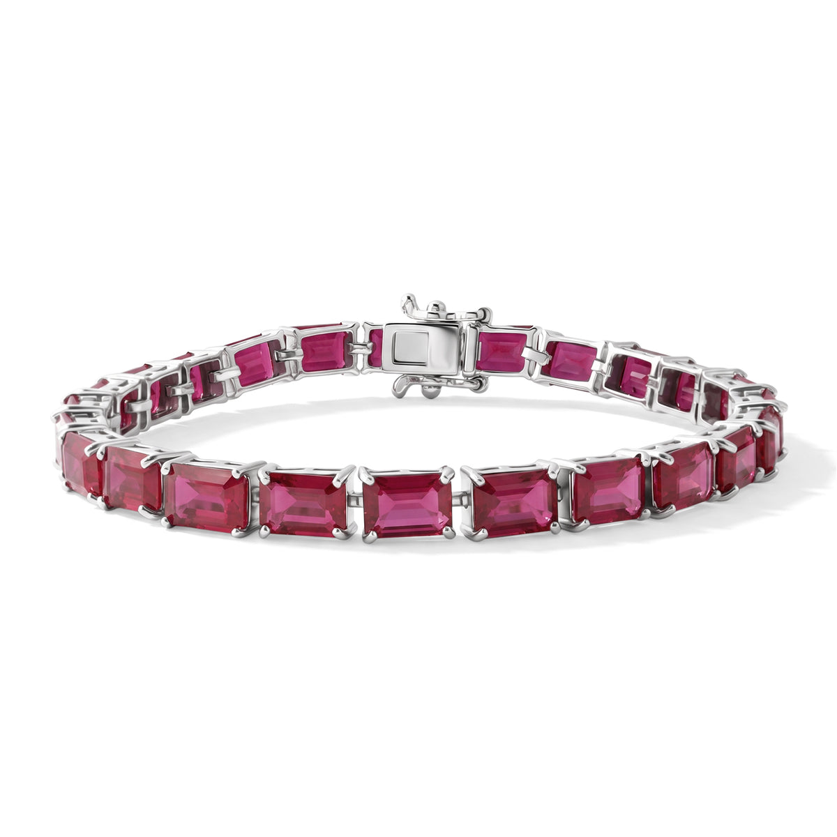 BRAND NEW LAUNCH - AAA African Ruby Tennis Bracelet (Size - 7) in Rhodium Overlay Sterling Silver 33.00 Ct. 8685325 0