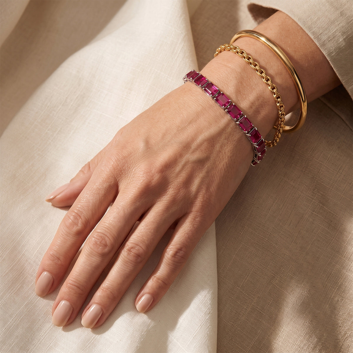 BRAND NEW LAUNCH - AAA African Ruby Tennis Bracelet (Size - 7) in Rhodium Overlay Sterling Silver 33.00 Ct. 8685325 3