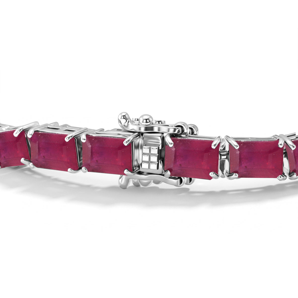 BRAND NEW LAUNCH - AAA African Ruby Tennis Bracelet (Size - 7) in Rhodium Overlay Sterling Silver 33.00 Ct. 8685325 4