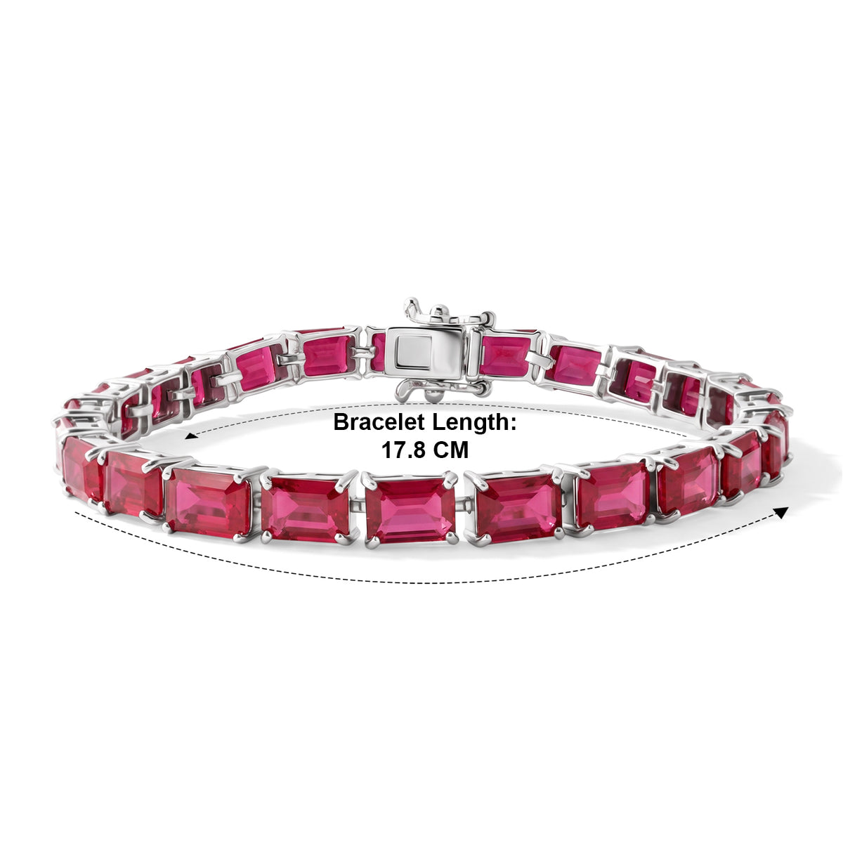 BRAND NEW LAUNCH - AAA African Ruby Tennis Bracelet (Size - 7) in Rhodium Overlay Sterling Silver 33.00 Ct. 8685325 5