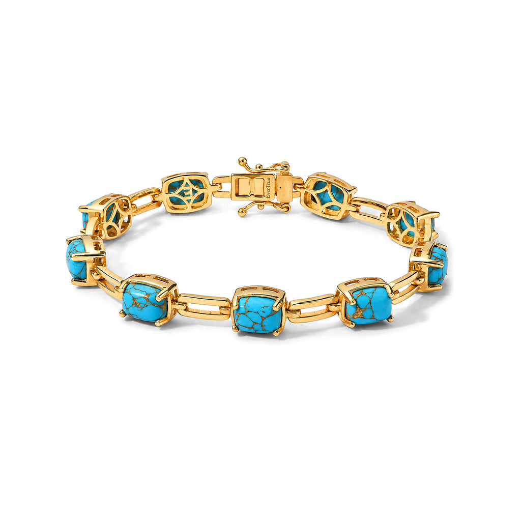 EverTrue - Blue Turquoise Bracelet (Size - 7) in Yellow Gold Tone 12.90 Ct._8685376