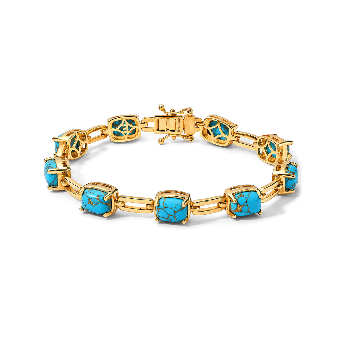 EverTrue - Blue Turquoise Bracelet (Size - 7) in Yellow Gold Tone 12.90 Ct. V32750703 0