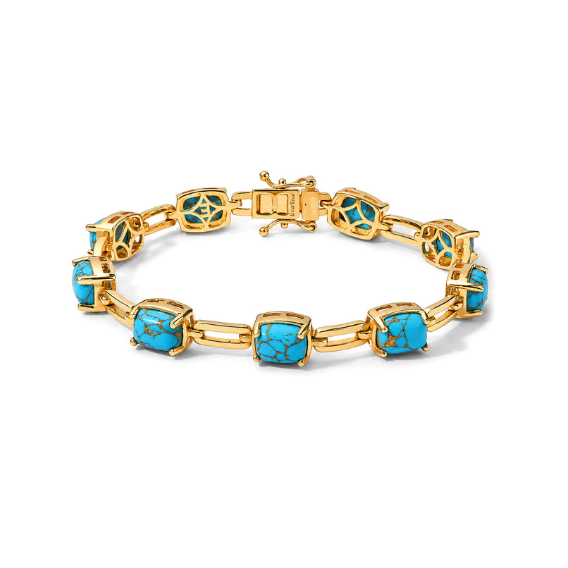 EverTrue - Blue Turquoise Bracelet (Size - 7) in Yellow Gold Tone 12.90 Ct._8685376