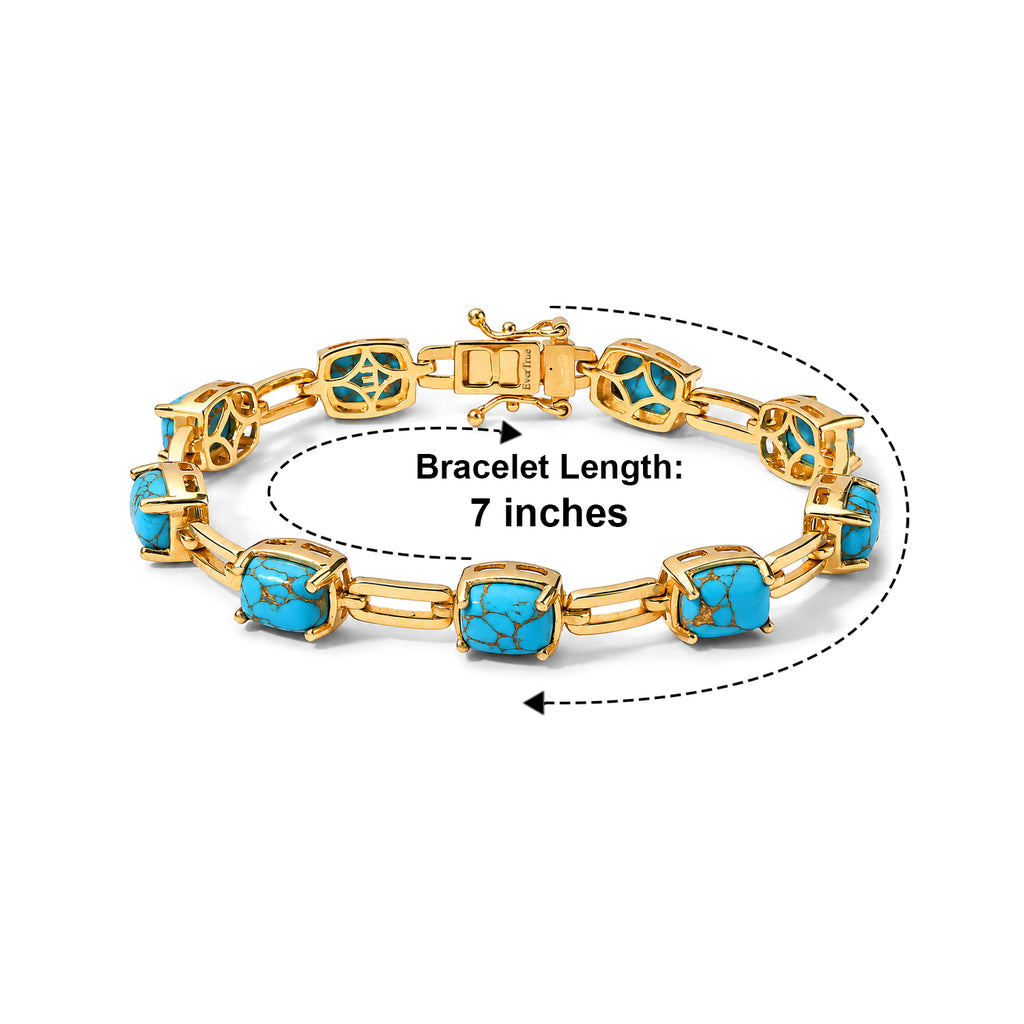 EverTrue - Blue Turquoise Bracelet (Size - 7) in Yellow Gold Tone 12.90 Ct._8685376_4