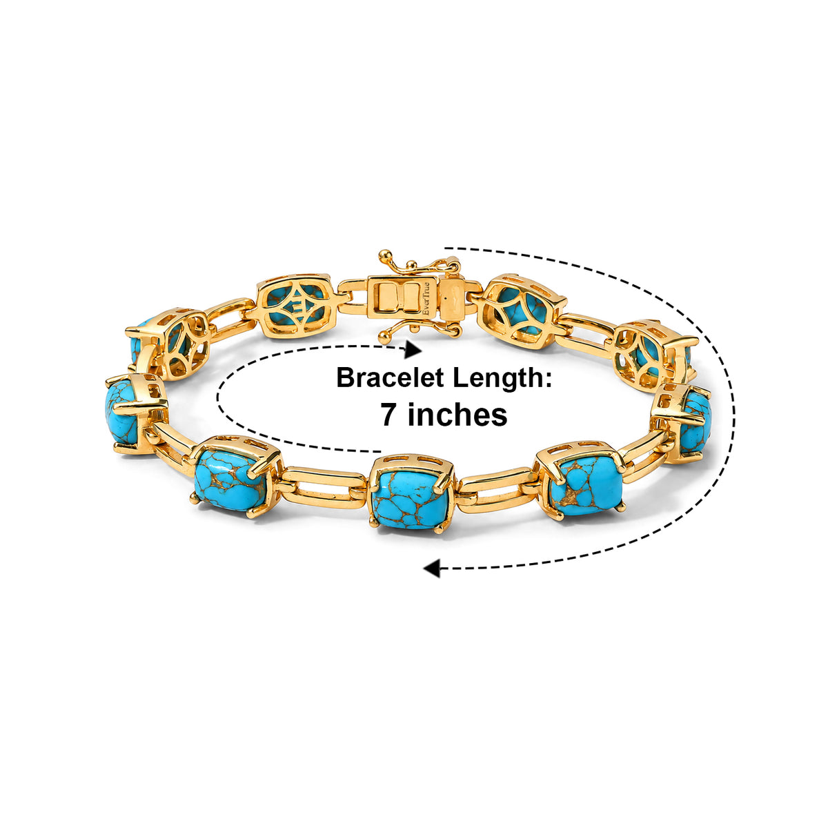 EverTrue - Blue Turquoise Bracelet (Size - 7) in Yellow Gold Tone 12.90 Ct. V32750703 5