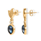 EverTrue - Labradorite & White Zircon Dangling Earring with Push Post in Yellow Gold Tone 5.50 Ct._8685377_3