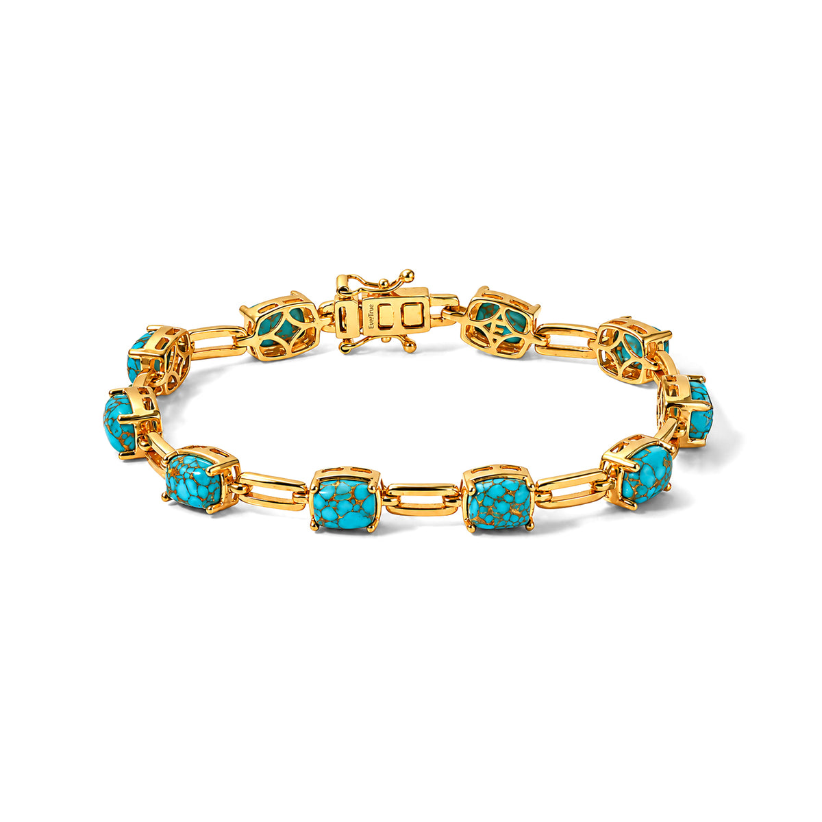 EverTrue - Blue Turquoise Bracelet (Size - 8) in Yellow Gold Tone 14.34 Ct. V32604407 0
