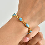 EverTrue - Blue Turquoise Bracelet (Size - 8) in Yellow Gold Tone 14.34 Ct._8685378_1