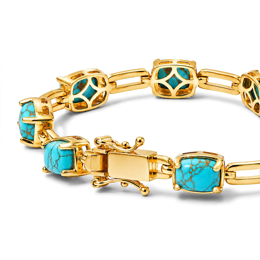 EverTrue - Blue Turquoise Bracelet (Size - 8) in Yellow Gold Tone 14.34 Ct._8685378_3