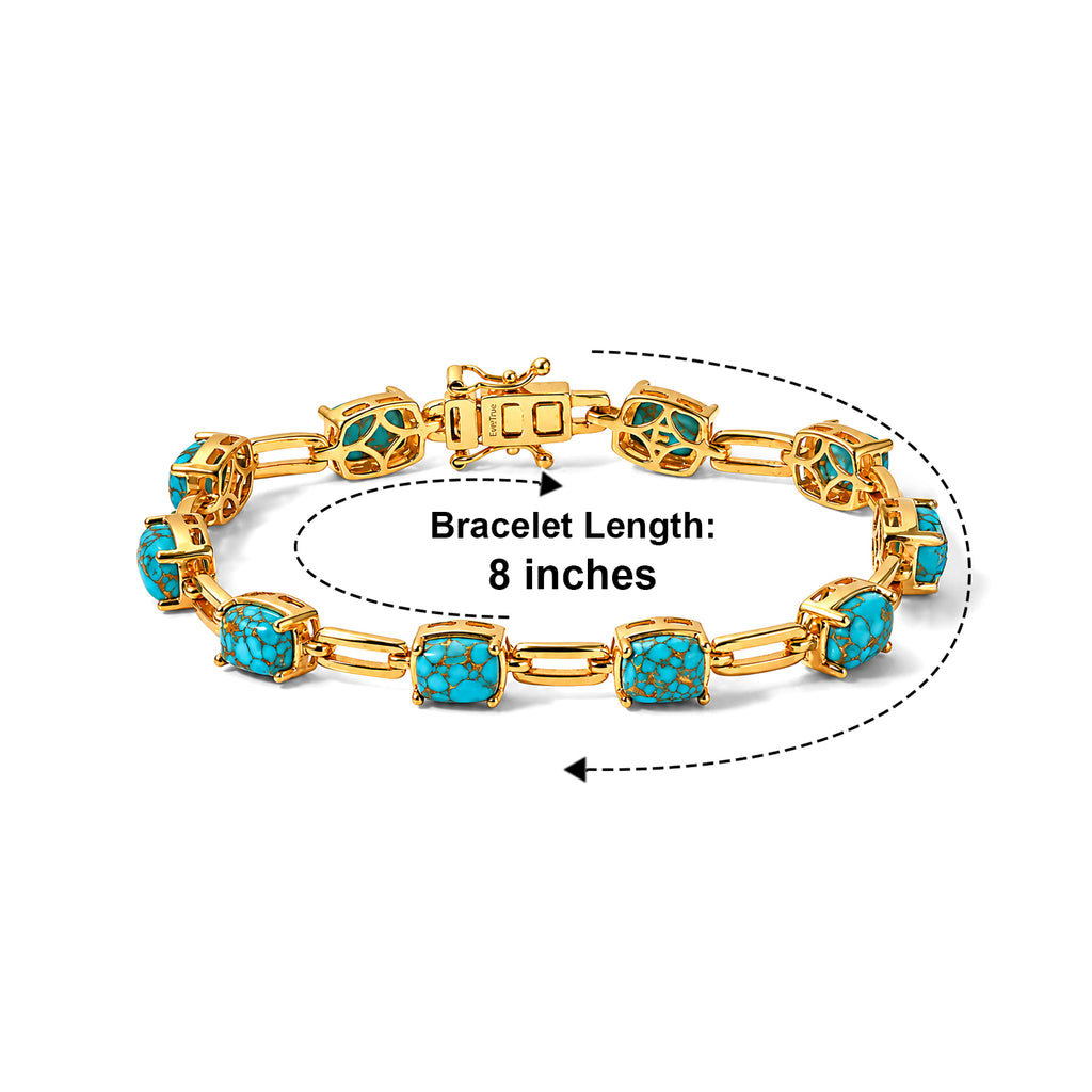 EverTrue - Blue Turquoise Bracelet (Size - 8) in Yellow Gold Tone 14.34 Ct._8685378_4