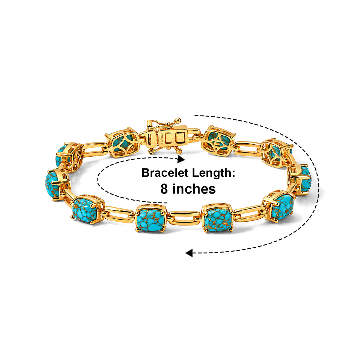 EverTrue - Blue Turquoise Bracelet (Size - 8) in Yellow Gold Tone 14.34 Ct. V32604407 5
