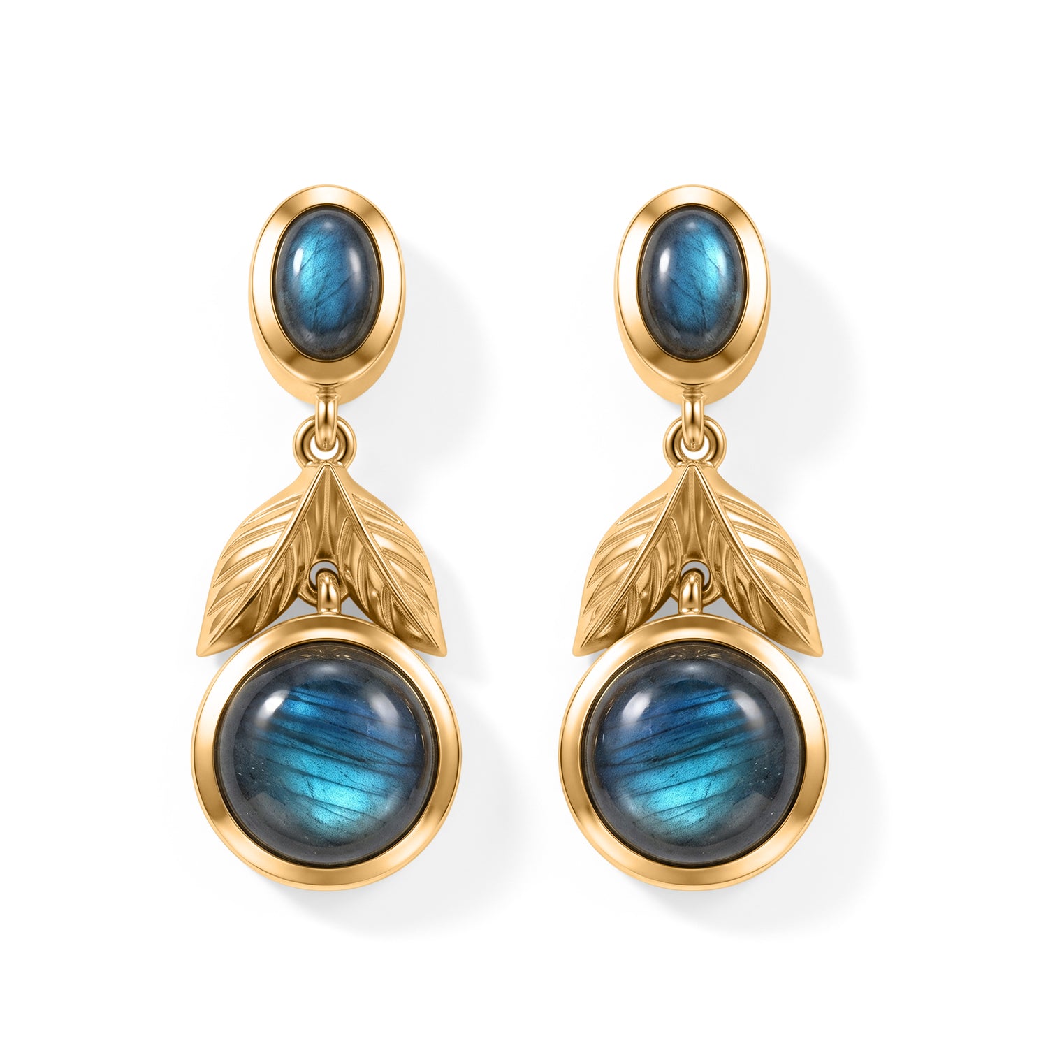EverTrue - Labradorite Dangling Earring with Push Post in Yellow Gold Tone 5.60 Ct. V32515764 0