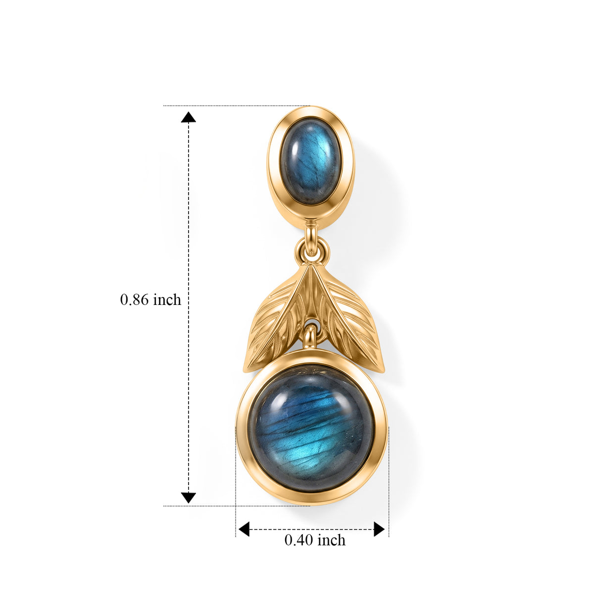 EverTrue - Labradorite Dangling Earring with Push Post in Yellow Gold Tone 5.60 Ct. V32515764 4