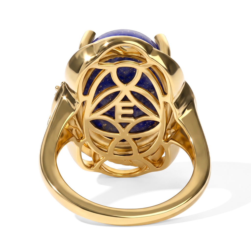 EverTrue - Lapis Lazuli & White Zircon Ring in Yellow Gold Tone 11.10 Ct._8685390_4