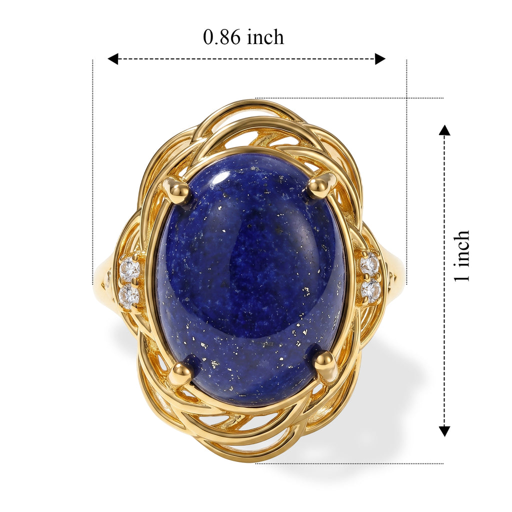 EverTrue - Lapis Lazuli & White Zircon Ring in Yellow Gold Tone 11.10 Ct._8685390_5