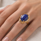 EverTrue - Lapis Lazuli & White Zircon Ring in Yellow Gold Tone 11.10 Ct._8685391_1