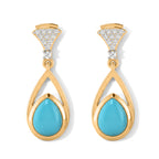 D'Joy Blue Turquoise, White Zircon Dangling Earring Sterling Silver  2.328  Ct._8685436