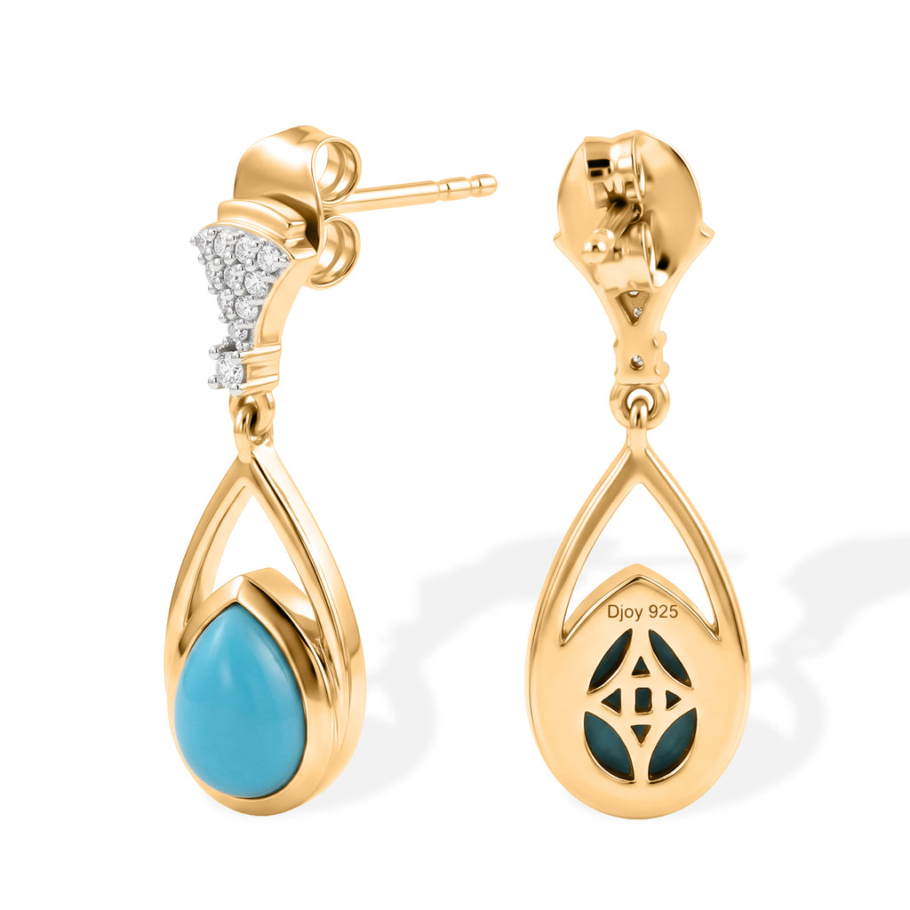D'Joy Blue Turquoise, White Zircon Dangling Earring Sterling Silver  2.328  Ct._8685436_3