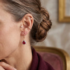 Luxuriant - African Ruby (6.00 Cts) & Lab Grown Diamond (1.00 Cts) Earring with Lever Back in 18K Vermeil Yellow Gold Plated Sterling Silver 7.00 Ct._8685545_2