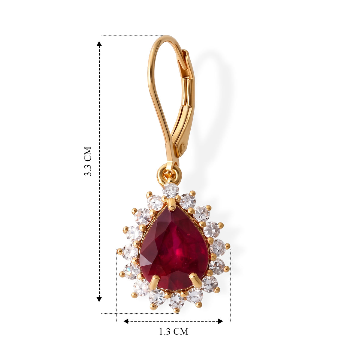 AAA African Ruby (6.00 Cts) &amp; Luxuriant Lab Grown Diamond (1.00 Cts) Halo Earring with Lever Back in 18K Vermeil Yellow Gold Plated Sterling Silver 7.00 Ct. 8685545 4