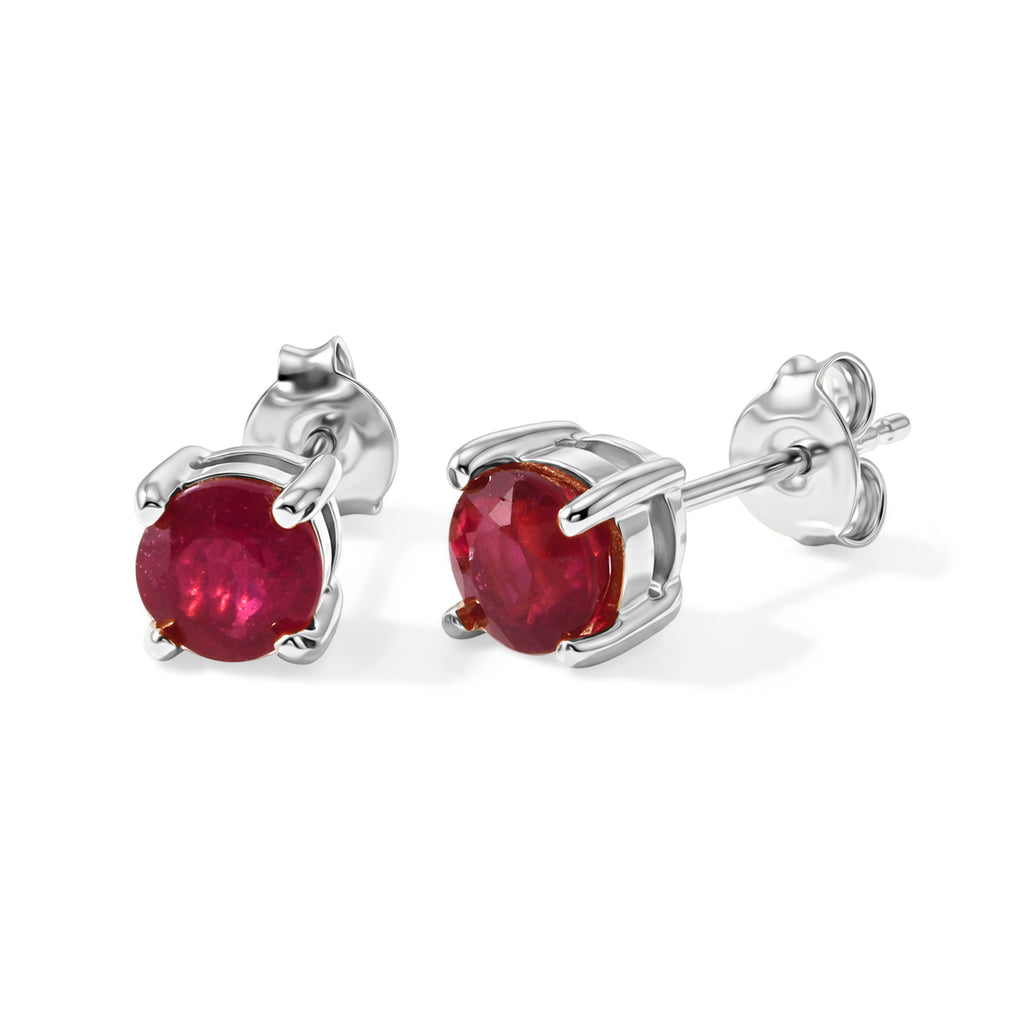 D'Joy - Fissure Filled Ruby Earring with Push Back in Platinum Overlay Sterling Silver 1.50 Ct._8685547