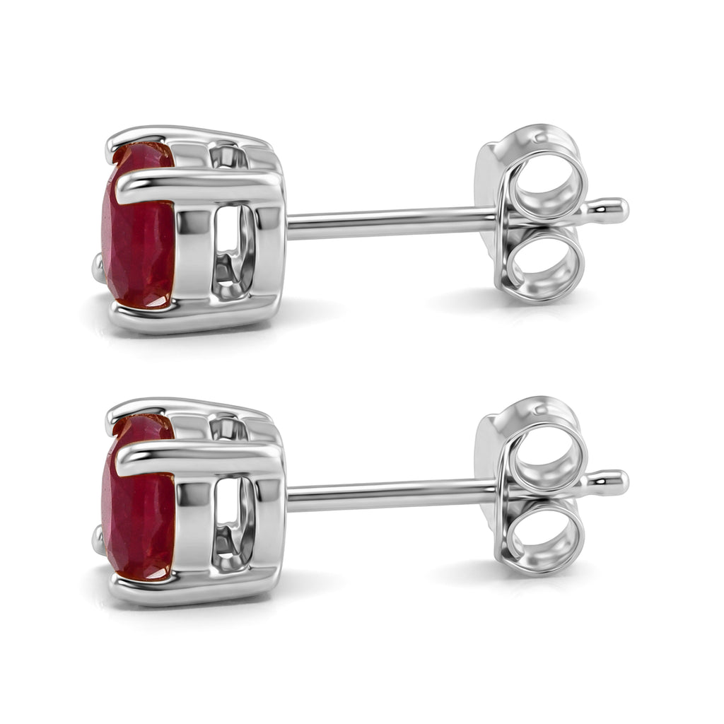D'Joy - Fissure Filled Ruby Earring with Push Back in Platinum Overlay Sterling Silver 1.50 Ct._8685547_3