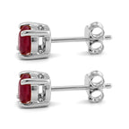 D'Joy - Fissure Filled Ruby Earring with Push Back in Platinum Overlay Sterling Silver 1.50 Ct._8685547_3