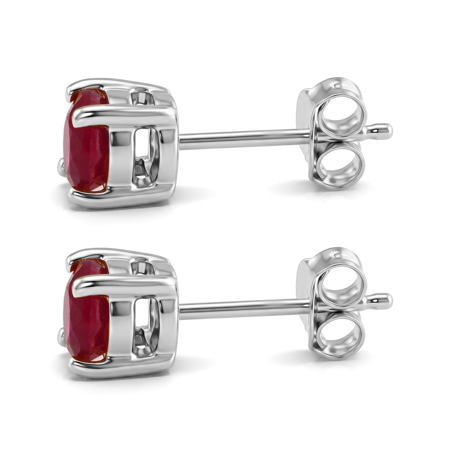 D'Joy - Premium African Ruby Solitaire Stud Earring with Push Back in Platinum Overlay Sterling Silver 1.50 Ct. 8685547 3
