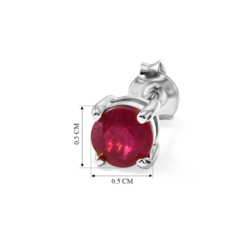 D'Joy - Fissure Filled Ruby Earring with Push Back in Platinum Overlay Sterling Silver 1.50 Ct._8685547_4