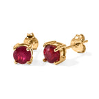 D'Joy - Premium African Ruby Solitaire Stud Earring with Push Back in Yellow Gold Plated Sterling Silver 1.50 Ct._8685548