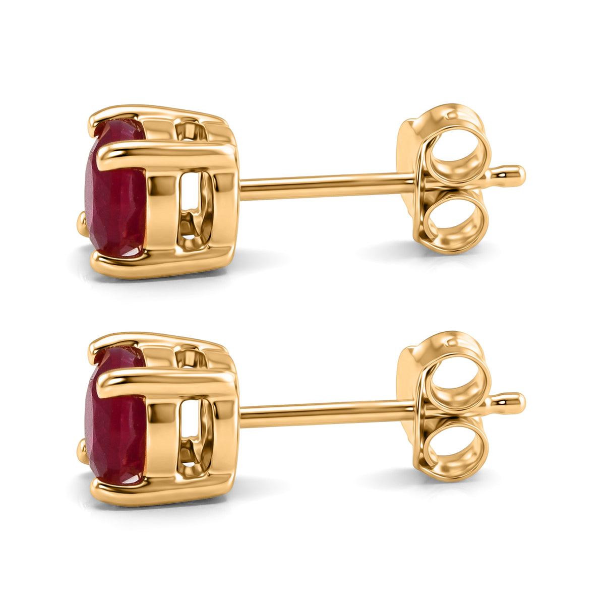 D'Joy - Premium African Ruby Solitaire Stud Earring with Push Back in Yellow Gold Plated Sterling Silver 1.50 Ct. V32515099 4