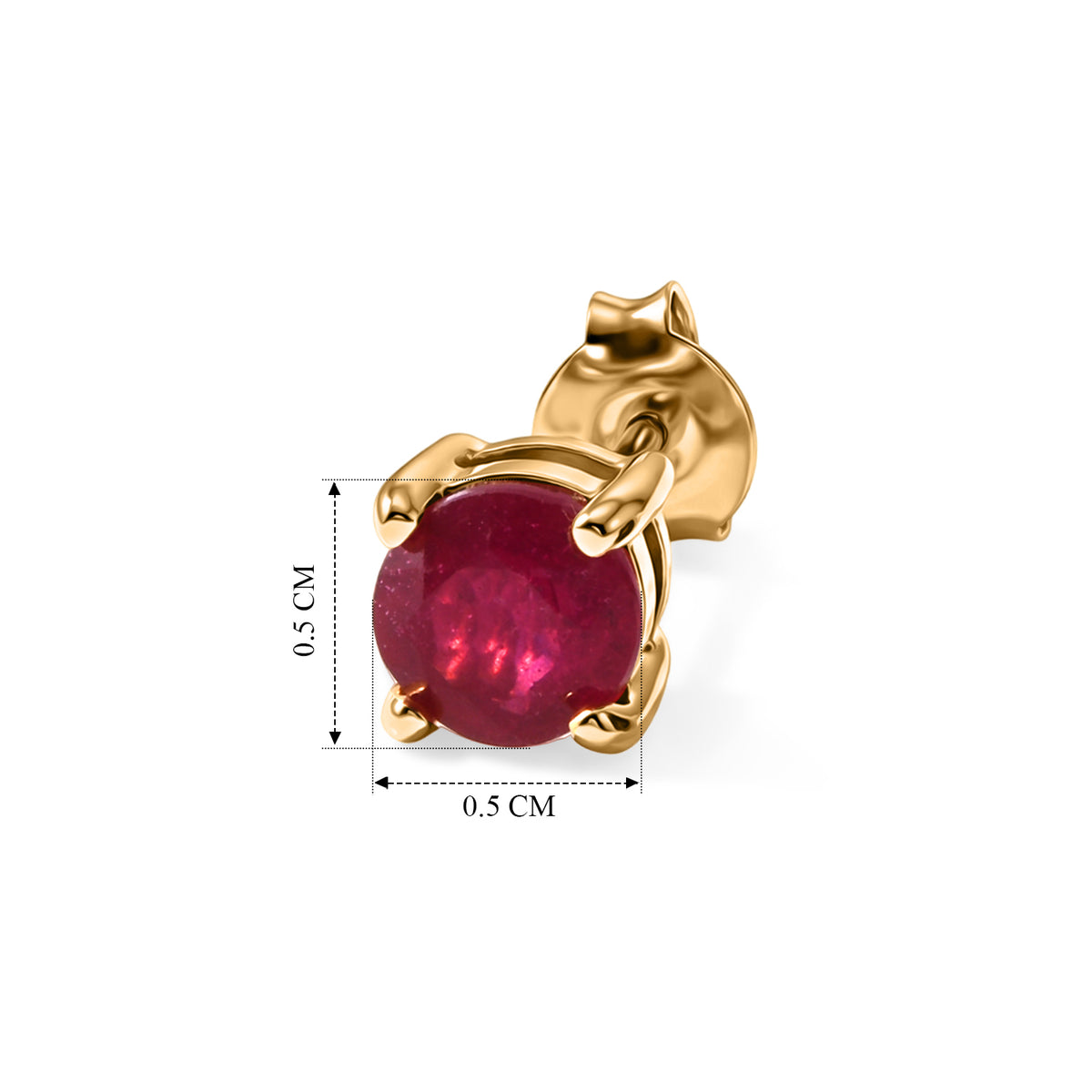 D'Joy - Premium African Ruby Solitaire Stud Earring with Push Back in Yellow Gold Plated Sterling Silver 1.50 Ct. V32515099 5