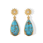 EverTrue Blue Turquoise, White Zircon Dangling Earring Pure Yellow Brass  5.664  Ct._8685932
