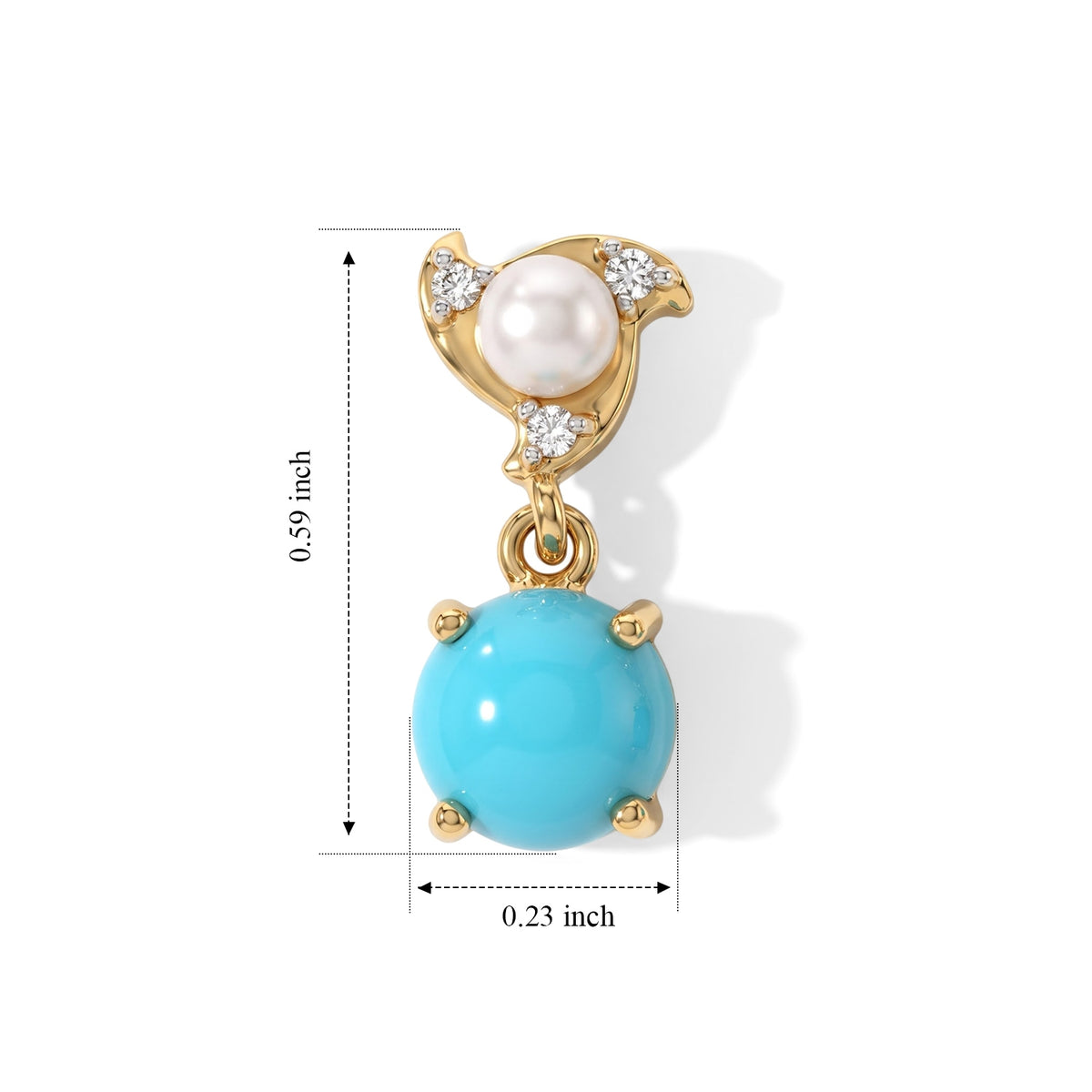 D'Joy Blue Turquoise, Fresh Water Pearl, White Zircon Dangling Earring Sterling Silver  2.122  Ct. 8685933 4
