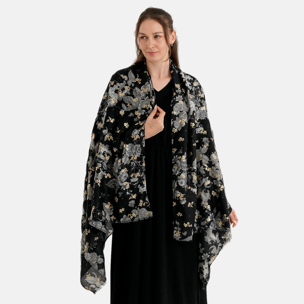 La Marey Printed Scarf (Size - One Size) - Black_8686253