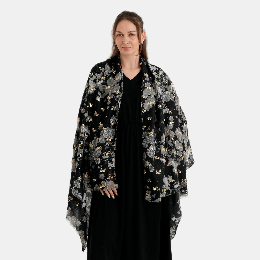 La Marey Printed Scarf (Size - One Size) - Black_8686253_4