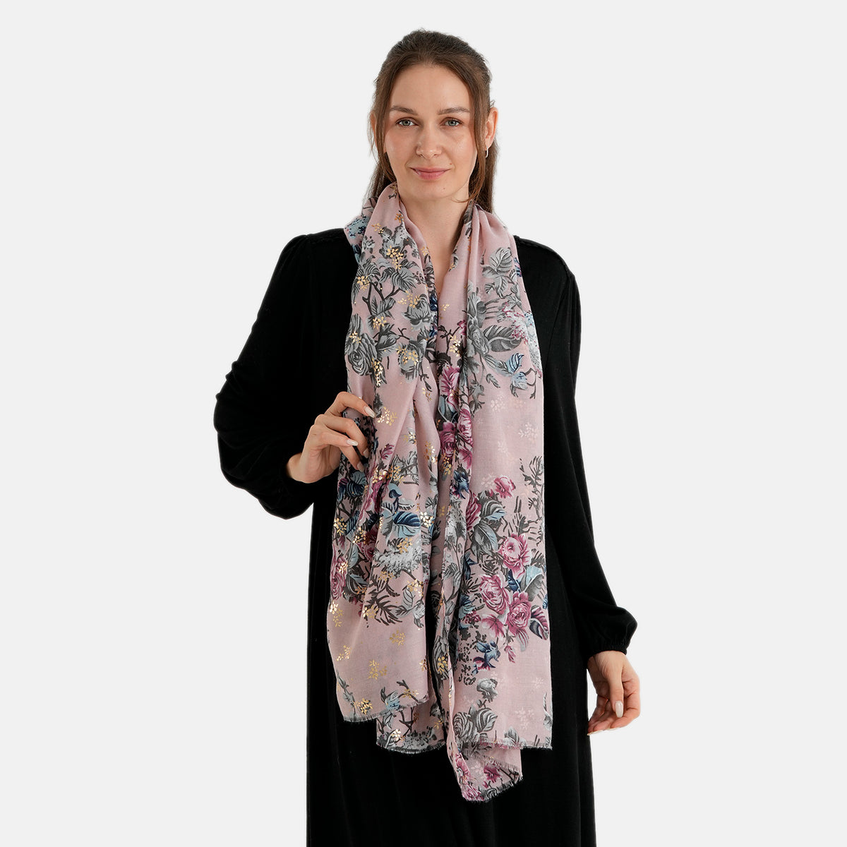 La Marey Multi-colour Floral Print Scarf (180 x 90cm) - Pink V32622222 2