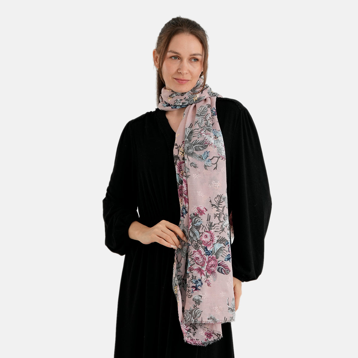 La Marey Multi-colour Floral Print Scarf (180 x 90cm) - Pink V32622222 3