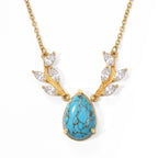 EverTrue Blue Turquoise, White Topaz Fancy Necklace (Size - 20) Pure Yellow Brass  7.888  Ct._8686563