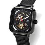William Hunt Hollow Automatic Mechanical Movement 5ATM WR Black Hollow Dial & IP Black Plating 304 Stainless Steel Case Mens Watch with Stainless Steel Mesh Strap_8686615_2